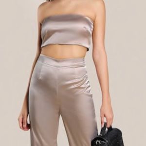 Two piece satin jumpsuit set